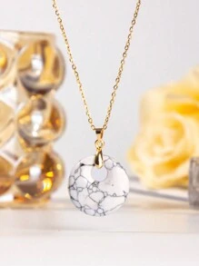 1pc Natural Crystal Doughnut Shape Charm Fashion Cute Pendant Amulet Lucky Coin Pendant Necklace, Holiday Party To Send Friends And Family Jewelry Gift Choice