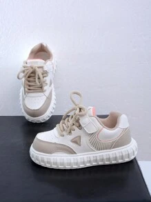 Giày thể thao đế thấp phong cách mới mùa thu 2024 cho bé trai, giày chạy bộ thời trang và thoải mái. Giày trắng thường ngày chống trượt dễ thương, giày thời trang đế mềm Dopamine đa năng phong cách sinh viên, đế ngoài EVA - Màu Khaki - Xem 2