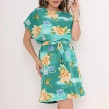 Comfortable / Feminine Crepe Dress / Light / Fresh - Màu xanh Cadet - Xem 4