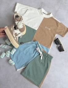 CONJUNTO SHORTS INFANTIL MENINO COLORIDO VERÃO