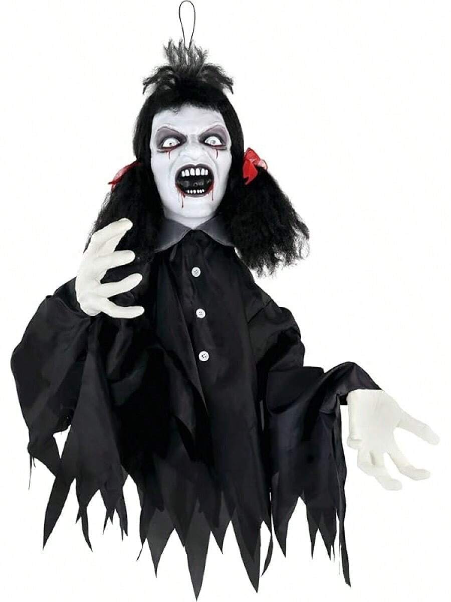 Haunted Hill Farm UpsideDown Zombie Woman Animatronic With Trapeze