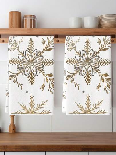 2 件装，圣诞毛巾，小矮人礼物圣诞树印花毛巾洗碗巾，圣诞厨房装饰，圣诞装饰，餐桌装饰，厨房用品，家居装饰，新居浴室乔迁礼物