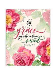 1 件植物圣经诗句海报印刷帆布画蝴蝶花卉基督教壁画励志名言图片适用于家庭房间装饰无框架