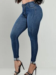 Divas Jeans Women's High-Rise Jogger Shaping Jeans - 中等水洗藍 - 查看 8