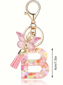 1pc Monograma Letra Inicial Chaveiro Bonito Borboleta Chaveiro Anel Para Carteira Bolsa Fone De Ouvido Estojo Presente Chaveiro Acessórios Pequenos Presentes Y2K