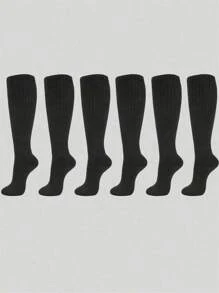 6 đôi tất dày ấm áp cho nữ dùng khi chơi thể thao ngoài trời, màu đen, thích hợp cho mùa thu/đông - màu đen - Xem 2