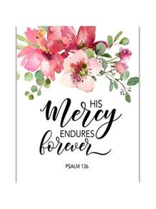 1 件植物圣经诗句海报印刷帆布画蝴蝶花卉基督教壁画励志名言图片适用于家庭房间装饰无框架