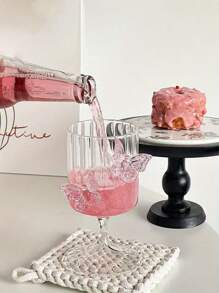 1 件斯堪的纳维亚风格粉色可爱蝴蝶结玻璃杯，极具吸引力的 INS 风格美式拿铁咖啡杯，家用玻璃杯，节日礼物，生日祝福，派对用品 - 送给男朋友或女朋友的完美礼物 - 彩色 - 查看 4