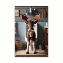 1 件驼鹿和熊浴室墙壁艺术海报有趣的野生动物厕所卡通印刷品动物帆布画卧室厕所装饰无框 - 彩色 - 查看 10