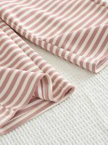 2 件套年轻女孩条纹水手领长袖宽松长裤套装，春秋