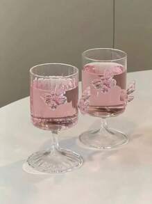 1 件斯堪的纳维亚风格粉色可爱蝴蝶结玻璃杯，极具吸引力的 INS 风格美式拿铁咖啡杯，家用玻璃杯，节日礼物，生日祝福，派对用品 - 送给男朋友或女朋友的完美礼物 - 彩色 - 查看 1