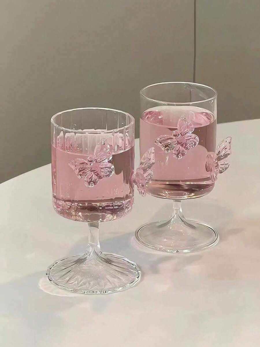 1 件斯堪的纳维亚风格粉色可爱蝴蝶结玻璃杯，极具吸引力的 INS 风格美式拿铁咖啡杯，家用玻璃杯，节日礼物，生日祝福，派对用品 - 送给男朋友或女朋友的完美礼物 - 彩色 - 查看 1