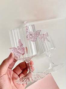 1 件斯堪的纳维亚风格粉色可爱蝴蝶结玻璃杯，极具吸引力的 INS 风格美式拿铁咖啡杯，家用玻璃杯，节日礼物，生日祝福，派对用品 - 送给男朋友或女朋友的完美礼物 - 彩色 - 查看 6