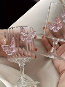 1 件斯堪的纳维亚风格粉色可爱蝴蝶结玻璃杯，极具吸引力的 INS 风格美式拿铁咖啡杯，家用玻璃杯，节日礼物，生日祝福，派对用品 - 送给男朋友或女朋友的完美礼物 - 彩色 - 查看 2