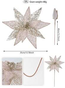 1 件闪光人造花圣诞树花环 DIY 装饰适合圣诞节感恩节婚礼派对节日家居装饰 - 香檳色聖誕花頭01 - 查看 3