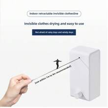 1 件不锈钢伸缩晾衣绳，用于室内外晾晒绳，悬挂隐形衣架，用于浴室或阳台室内晾晒产品，无需钻孔，钢丝绳架晾衣架 - 彩色 - 查看 4