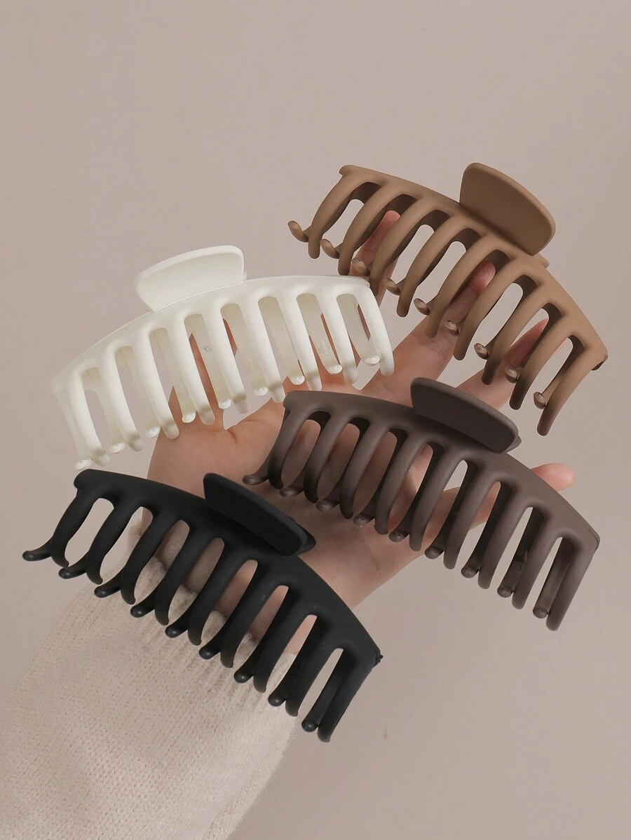 4 bucăți cleme de păr pentru femei, tip chilă, ușoare, din plastic, culoare alb-negru, cafea, retro, la modă, multifuncționale, elegante, potrivite pentru purtare zilnică, în aer liber, spălarea feței, baie, machiaj, potrivirea hainelor, decorarea bijuteriilor, cleme pentru gheare de păr, elegante și la modă, cleme decorative pentru cap, cleme de păr, cleme de păr, prinzătoare de păr, casual toamnă și iarnă pentru ținute de vacanță, femeie - Multicolor - Vizualizare 1