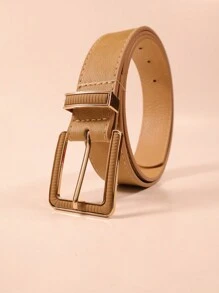 Women's Fashion Belt 3cm Gold Buckle - Khaki - View 1