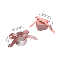 1 pieza Caja de regalo para almacenamiento de anillos de joyería, estuche soporte para exhibición de anillos para ceremonia de boda, propuesta, compromiso (con cinta) - Rosa - Ver 8