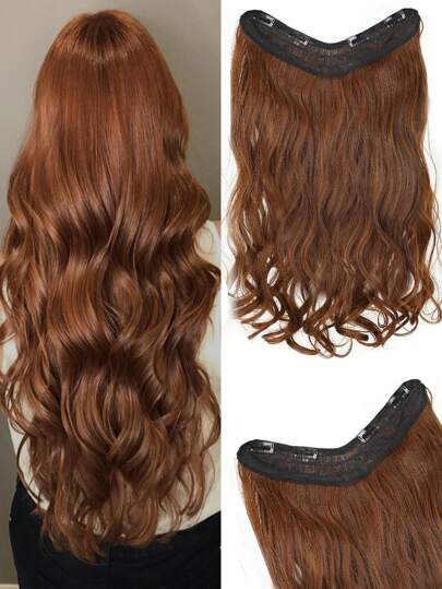 V-Clip Style Women's Hair Extensions With 16 Inch Long Natural Wavy Curls And Synthetic Hair Extensions