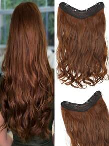V 型夹式女士接发，16 英寸长自然波浪卷发和合成接发