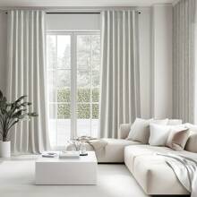 Topfinel 4 Panels Curtains Cream OliveGreen Natural Linen Curtains Winter 100% Blackout Thermal Sound Insulated , Ring Clips Back Tab Track System  Hook Belt For Living Room Bedroom Office New Year Home Decor - màu sắc tự nhiên - Xem 8