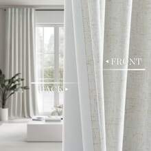 Topfinel 4 Panels Curtains Cream OliveGreen Natural Linen Curtains Winter 100% Blackout Thermal Sound Insulated , Ring Clips Back Tab Track System  Hook Belt For Living Room Bedroom Office New Year Home Decor - màu sắc tự nhiên - Xem 2