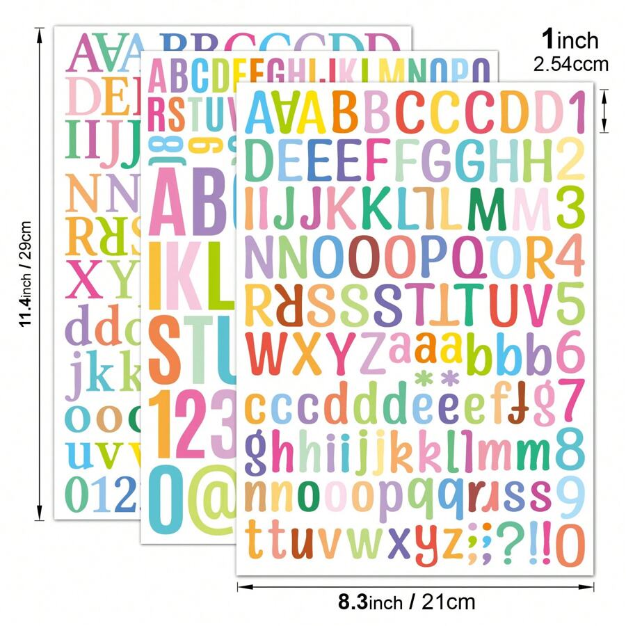 15Sheets 1350 Stickers 5Color Combination Cartoon English Alphanumeric