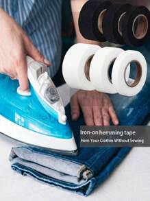 1 Roll Iron-On Hemming Tape Strong Adhesive Washable, Hot Melt Tape, Double Sided Adhesive Lining, Seamless Hemming Tape, Suitable For Altering Clothes, Pants, Jeans, Skirts - Trouser Leg Hot Melt Glue - View 3