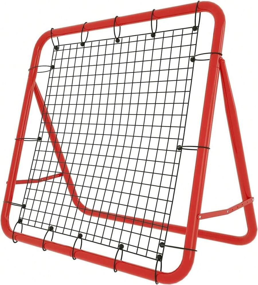 Froadp 100 X 65 Cm Football Rebound Net - Foldable With 4 Adjustable Levels - Training Accessories - Sports Rebound Wall - Red Steel Pipe + PE Net