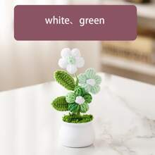 1 件别致针织钩针植物与人造花 - 钩针花钩针花束适用于家庭和节日装饰最佳礼物