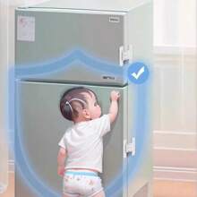 5pcs Refrigerator Safety Lock With Adhesive Pad, Fridge Freezer Lock, RV Fridge Lock, Oven Lock, Cabinet Lock, Drawer Lock, No-Drill Self-Adhesive Safety Lock - White - View 3