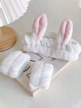 1pc/2pcs/3pcs Washface Headband, Facial Mask Fixing Band, Adorable Non-Slip Velvet Rabbit Ear Hair Hoop, Necessary For Women & Men, For Home, Travel, Cruise, Dorm Use Home Bathroom Decor Fall Decor Back To School Hair 