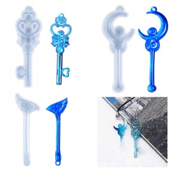 1 件棒硅胶模具、星月少女魔杖树脂模具、DIY 钥匙扣和包包装饰配件