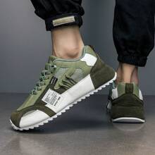 男士网眼撞色运动鞋透气跑步运动鞋防滑休闲户外旅游百搭休闲鞋 - 綠色 - 查看 2