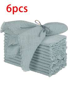 2/6/12/300pcs Simple Fresh Fringed Cloth Napkins, Soft & Absorbent, Suitable For Party, Wedding, Restaurant, Dining Table Decor