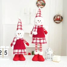 1/3 件圣诞装饰红色网格布艺装饰伸缩圣诞老人雪人和麋鹿布艺装饰节日装饰房间装饰家居装饰完美礼物派对礼物 - 彩色 - 查看 9