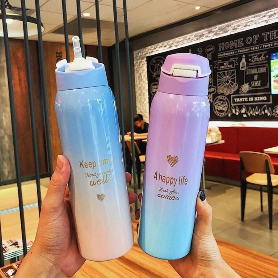 Stainless Steel Thermal Bottle With Straw Locking Lid System 500 ML - 彩色 - 查看 1