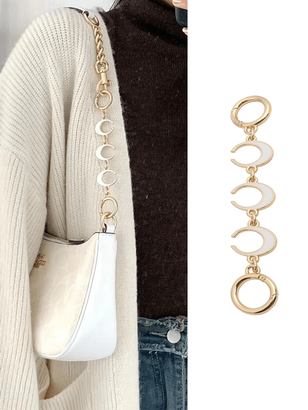 1 pieza Cadena de extensión de bolso de hombro de aleación con diseño de luna, accesorio de extensión de bolso de sobaco con hebilla, correa de hombro reemplazable para bolsos de mujer, bolsos de hombro, carteras, bolsos cruzados, se puede usar para hacer bolsos DIY