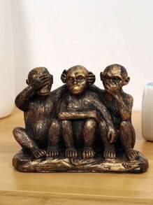 1/3 件 Leekung 三只聪明的猴子雕像适用于家庭装饰，非礼勿听非礼勿视非礼勿言小雕像适用于客厅波西米亚风格书桌金色现代桌面装饰，猴子礼品架装饰古铜色，送给妈妈的礼物，婚礼用品 - 多色2 - 查看 16