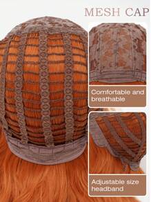 Dirty Orange Synthetic Curly Bob Wig 14 Inch Shoulder Length Medium Length Wavy Hair Wig With Bangs Women's Suitable For Everyday Use Cosplay Halloween Christmas Party Wig Natural Romantic Casual Streetwear Heat Resistant Wig