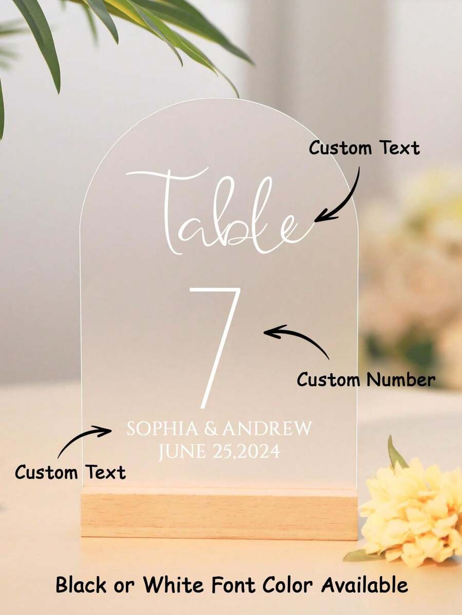 1 件带文字的定制婚礼桌号、个性化磨砂亚克力桌号、定制桌号卡模板、个性化桌标、桌号、带文字的个性化婚礼标、个性化标牌、可打印桌号、婚礼桌号、个性化礼物、婚礼礼物、婚礼装饰、送给他/她的礼物、婚礼的理想礼物、情侣礼物、家庭礼物、送给情侣、闺蜜、朋友、同事的最佳礼物 - 樣式 3 - 查看 1