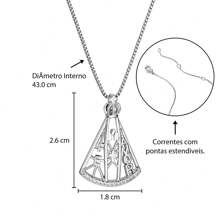 18K GOLD PLATED NECKLACE OUR LADY HOLLOW OUT WITH STUDDED ZIRCONIA - Bạc - Xem 2