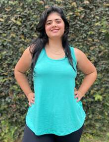 Women's Plus Size Round Neck Tank Top G1G2 G3 G4 G5 Lightweight, Pill-Free Tank Top In Viscolycra. - 薄荷藍 - 查看 2