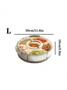 1pc Food Container Box With Divider Tray, Lid And Handle, Portable Rotating Snack Platter, Suitable For Candies, Fruits, Nuts, Snacks, Party, Entertainment, Picnic Christmas Gift