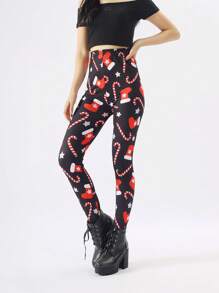 Christmas Print Series Leggings, Minimalist Design Skinny Pants, Autumn/Winter