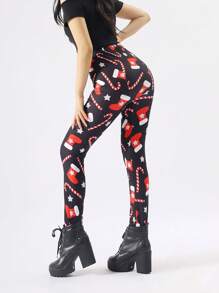Christmas Print Series Leggings, Minimalist Design Skinny Pants, Autumn/Winter