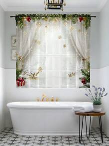 1 pieza Cortina transparente de decoración navideña con árbol de Navidad y campanas iluminadas, adecuada para sala de estar, dormitorio, cocina, para decoración navideña - Multicolor - Ver 7