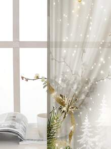 1 pieza Cortina transparente de decoración navideña con árbol de Navidad y campanas iluminadas, adecuada para sala de estar, dormitorio, cocina, para decoración navideña - Multicolor - Ver 6