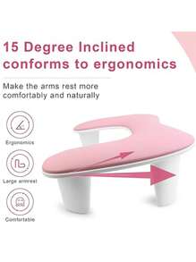 Reposa brazos para técnicas de manicura: Soporte en forma de U para el brazo de manicura y uñas, grande, de color negro, de piel sintética de microfibra y PU, cojín de descanso para la mano para acrilico (color rosa) - Rosa - Ver 5
